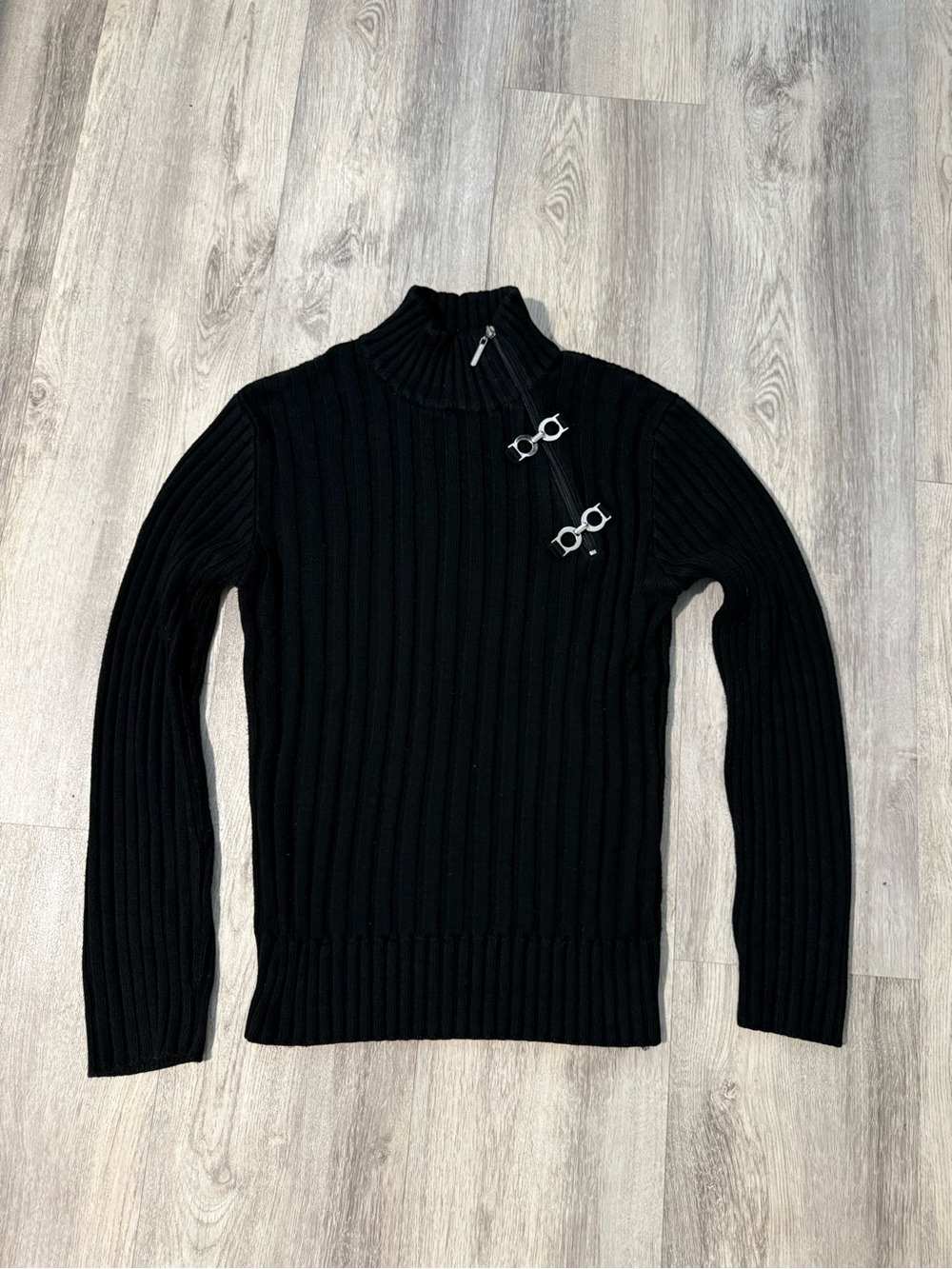 Vintage Dolce & Gabbana D&G Black Sweater Turtleneck with Buckles Large